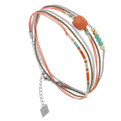 bracelet-multi-rangs-facette-corail 35€