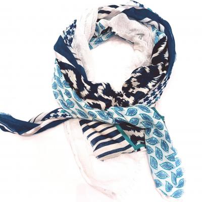 New foulard shanna marine turquoise blc